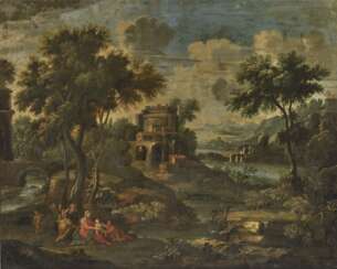 Pieter Rijsbraeck (Rysbraeck), zugeschrieben , Landschaft mit Hl. Familie auf der Flucht nach Ägypten 