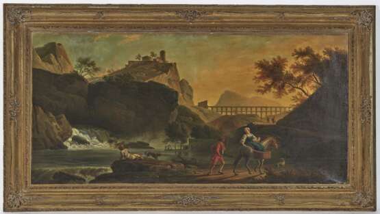 Claude-Joseph Vernet, Nachfolge , Der Abend Südliche Landschaft mit Aquädukt und Figurenstaffage. - photo 2