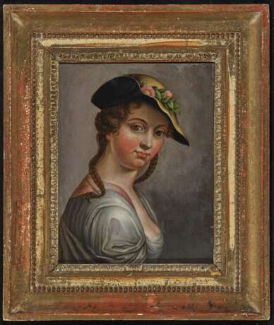 Unbekannt. 18./19. Jahrhundert , Bildnis einer jungen Frau mit Strohhut - photo 2