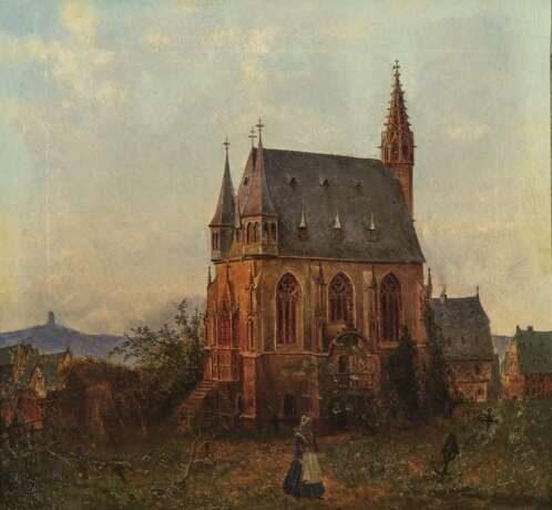Deutsch. 19. Jahrhundert , Gotisches Kirchlein im Abendlicht - фото 1