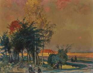 Auguste (Louis-Auguste) Lepère, Weite Landschaft bei Sonnenuntergang 