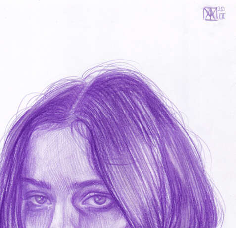 Drawing, Pencil drawing “Poison”, Paper, Color pencil, Contemporary art, Portrait, Latvia, 2020 - photo 2