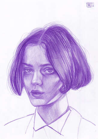 Drawing, Pencil drawing “Poison”, Paper, Color pencil, Contemporary art, Portrait, Latvia, 2020 - photo 1
