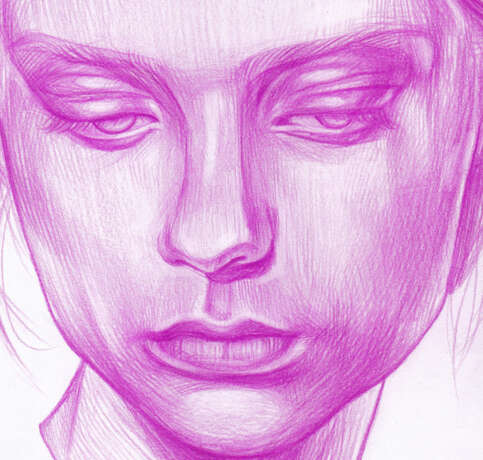 Drawing, Pencil drawing “Lurk”, Paper, Color pencil, Contemporary art, Portrait, Latvia, 2021 - photo 4