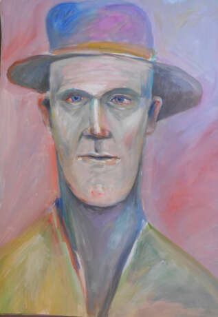 Painting “man in hat”, Whatman paper, Watercolor, Expressionist, бытовой сюжетный, 2021 - photo 1