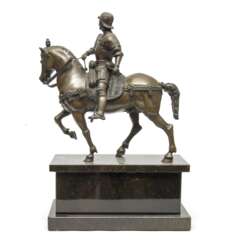 Reiterstandbild des spätmittelalterlichen Feldherrn Bartolomeo Colleoni zu Pferd in Bronze