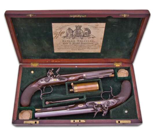 Ein Paar Steinschloss-Pistolen von Henry Nock in London im Kasten um 1800 - Foto 5