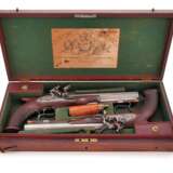 Ein Paar Steinschloss-Pistolen von Thomas Mortimer in London im Kasten um 1810 - фото 1