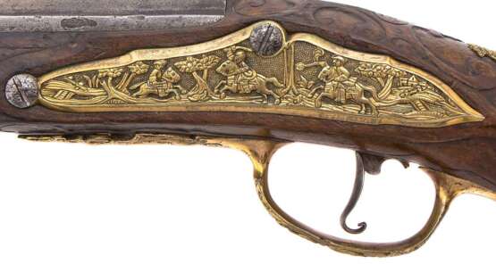 Steinschloss-Pistole mit Prunkbeschlägen, deutsch oder Böhmen um 1750 - Foto 2