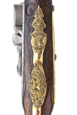 Steinschloss-Pistole mit Prunkbeschlägen, deutsch oder Böhmen um 1750 - фото 3