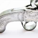 Vierläufige Steinschloss-Wender Taschenpistole in Ganzmetall von Claude Niquet in Liege um 1800 - photo 2