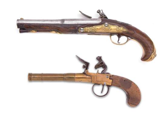 Zwei Steinschloss-Pistolen, deutsch und Belgien um 1780-1820 - фото 2