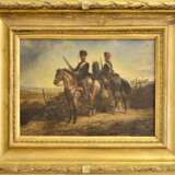Gemälde mit zwei preussischen Husaren zu Pferd um 1870 - photo 1