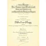 Urkunde zum Franz Joseph-Orden - Offizierskreuz mit KD und Schwerter 1918 - Foto 1