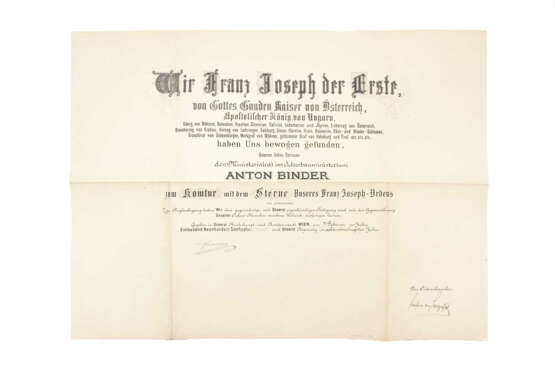 Urkunde zum Komtur mit dem Stern des Franz Joseph-Orden 1916 - фото 1