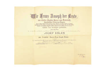 Urkunde zum Komturkreuz des Franz Joseph-Orden 1910