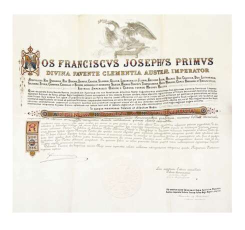 Urkunde zum Österreichisch-Kaiserlichen Orden der Eisernen Krone 1885 - Feldmarschall Albin Kövess von Kövessh&aacute;za - Foto 1