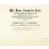 Urkunde zum Stern des Komturkreuzes des Franz Joseph-Orden 1893 - фото 1