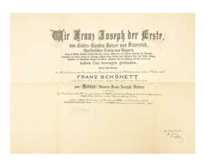 Urkundengruppe zum Ritter des Franz Joseph-Ordens 1909