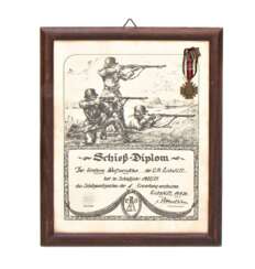 Große Urkunde Schieß-Diplom der Bayerischen Polizeivorschule 1929