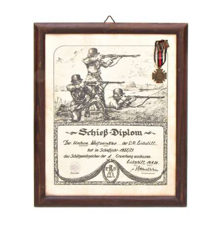 Große Urkunde Schieß-Diplom der Bayerischen Polizeivorschule 1929 - Foto 1