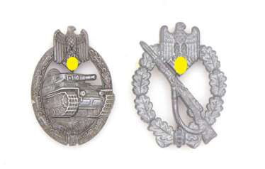 Infanterie-Sturmabzeichen in Silber und Panzer-Kampfabzeichen in Silber
