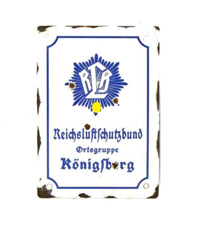 Emailleschild RLB Reichsluftschutzbund Ortsgruppe Königsberg - Foto 1