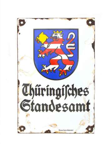 Emailleschild Thüringisches Standesamt - photo 1
