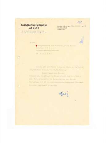 Schriftstück Chef der Sicherheitspolizei mit Autograf Reinhard HEYDRICH - photo 1