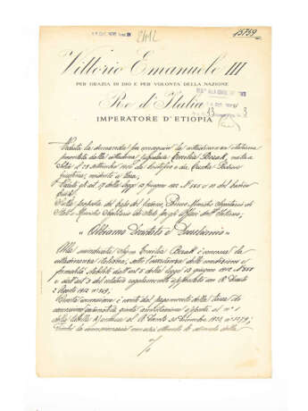 Schriftstück mit Unterschriften von DUCE Benito Mussolini und König Emanuele III. - photo 1