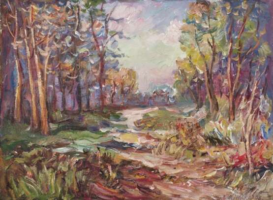 Design Painting, Oil painting, Painting “Forest path”, Viktor Vasilievich Makarov (1932), Canvas, Alla prima, Expressionist, Landscape painting, Ukraine, 1995 - photo 1