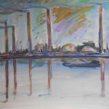 Painting “chimney smoke”, Whatman paper, Watercolor painting, Expressionist, заводы, 2021 - photo 1