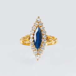 Antiker russischer Diamant-Saphir-Ring