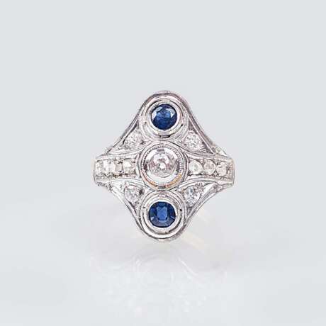 Art-déco Saphir-Diamant-Ring - Foto 1