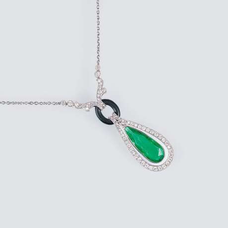 Feines Art-déco Smaragd-Diamant-Collier - Foto 1