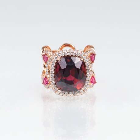 Turmalin-Brillant-Ring mit Pink-Saphiren - photo 1