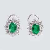 Paar Smaragd-Brillant-Ohrringe - photo 1