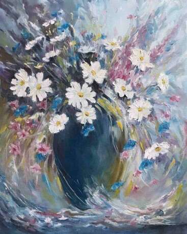 Painting “Romantic daisies.”, Canvas on the subframe, Oil paint, Realist, природа цветы, Ukraine, 2021 - photo 1