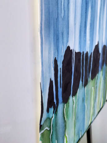Painting “Forest”, Watercolor paper, Acrylic paint, Minimalism, Landscape painting, Kazakhstan, 2020 - photo 3