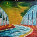 Peinture à l'huile «Paysage lunaire. Paysage lunaire.», Toile sur le sous-châssis, Pinceau, Impressionnisme, Paysage de montagne, Ukraine, 2021 - photo 1