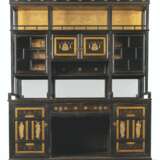 A GRECIAN REVIVAL PARCEL-GILT AND POLYCHROME-PAINTED EBONISED SIDE CABINET - фото 1