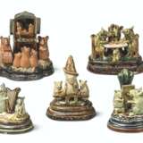 FIVE DOULTON LAMBETH STONEWARE MICE GROUPS BY GEORGE TINWORTH - Foto 1