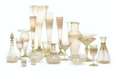 A COLLECTION OF JAMES POWELL &amp; SONS WHITEFRIARS STRAW OPAL GLASSWARE
