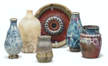 A GROUP OF SIX FRENCH STUDIO POTTERY VESSELS