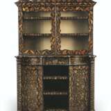 AN EARLY VICTORIAN DECOUPAGE-DECORATED EBONISED CABINET - фото 1