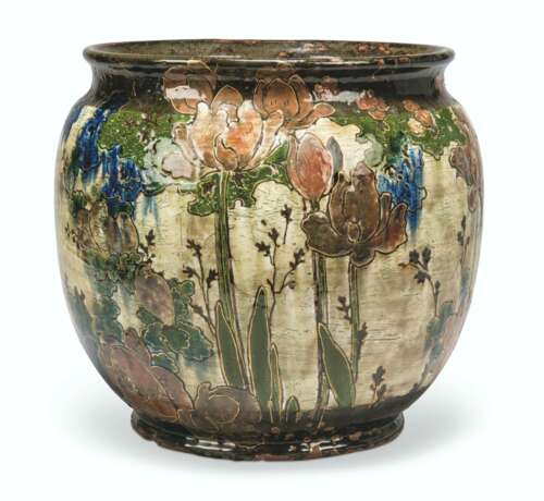 A LARGE FRENCH STONEWARE JARDINIERE BY ERNEST CHAPLET AND EDOUARD DAMMOUSE - photo 1