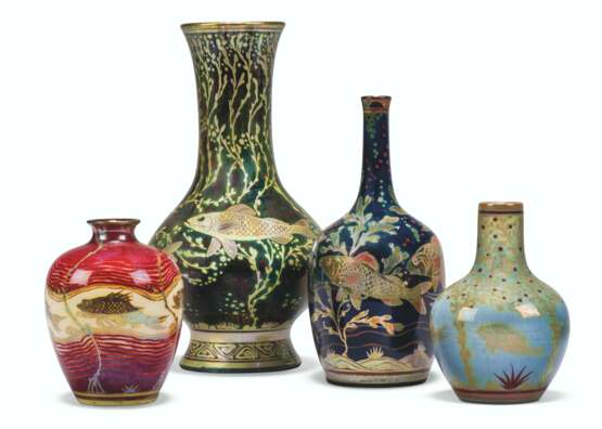 A GROUP OF FOUR PILKINGTON ROYAL LANCASTRIAN LUSTRE VASES - photo 1