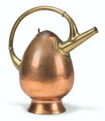 A COPPER AND BRASS KETTLE