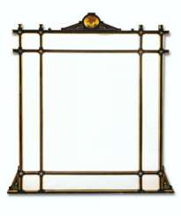 AN AESTHETIC MOVEMENT EBONISED AND PARCEL-GILT OVERMANTLE MIRROR