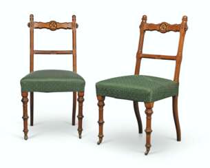 A PAIR OF GOTHIC REVIVAL WALNUT SIDE CHAIRS